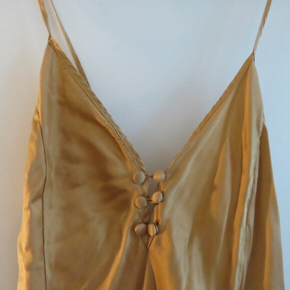 VINTAGE VICTORIA'S SECRET Gold Label 100% Silk Slip Dress in Gold Y2K - Sz L - Picture 5 of 11